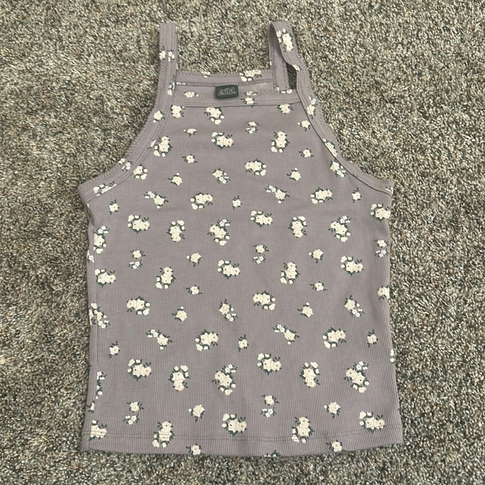 purple floral tank top
